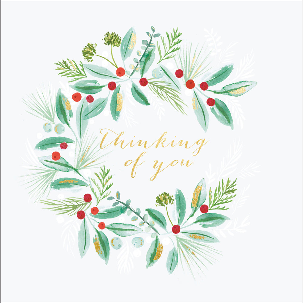 Thinking Of You Wreath Sprigs Christmas Card by penny black