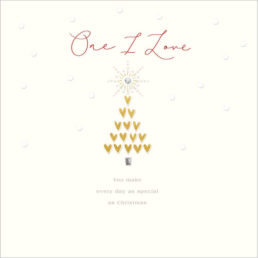 One I Love Tree of Hearts Embellished Christmas Card by penny black