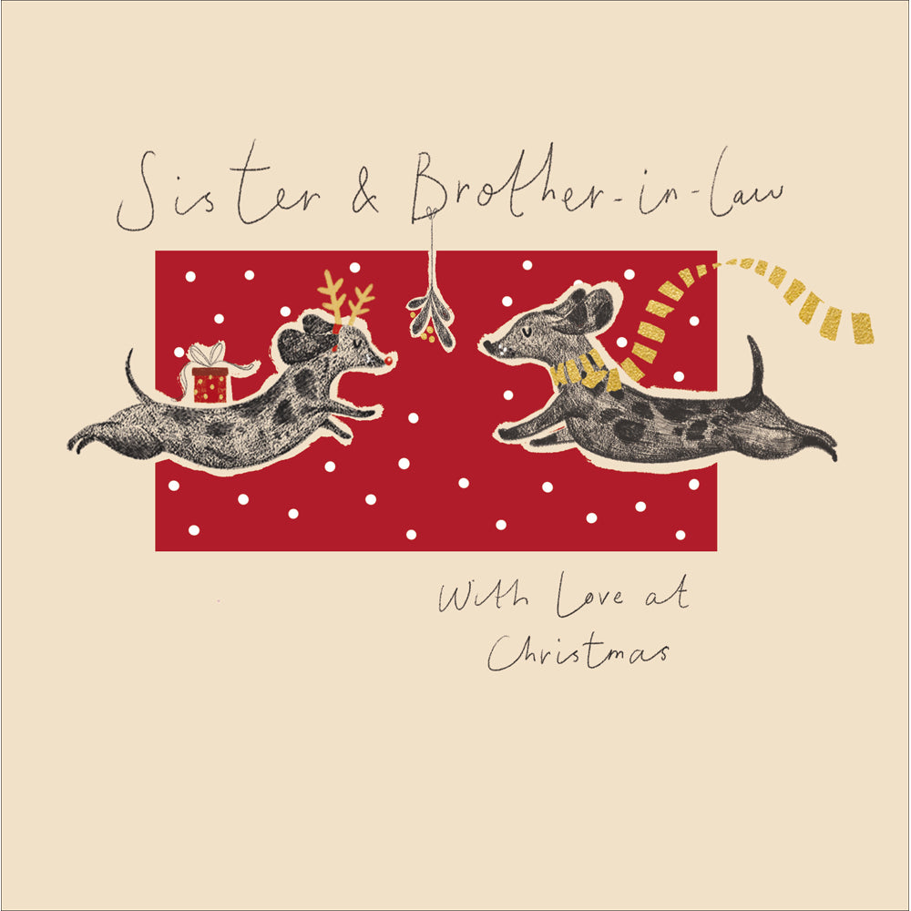 Sister &amp; Brother-in-Law Dachshunds Luxe Christmas Card by penny black