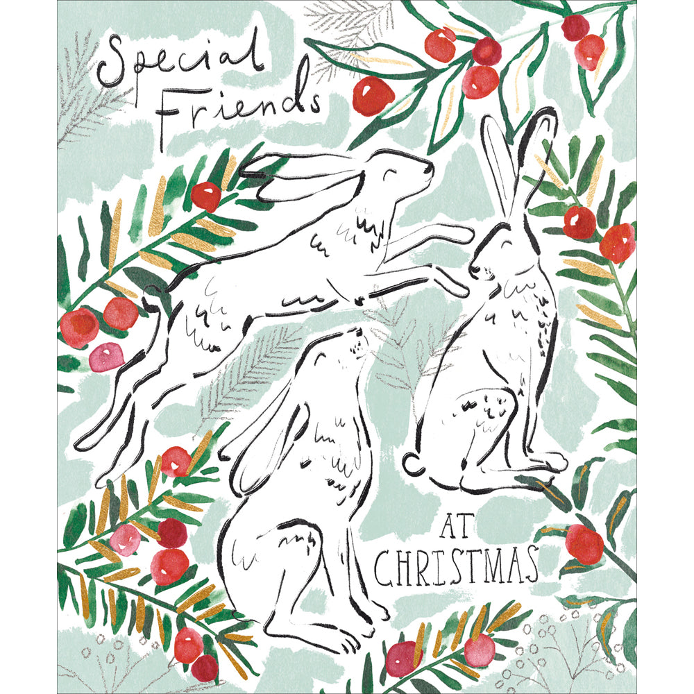 Special Friends Hares In Foliage Christmas Card by penny black