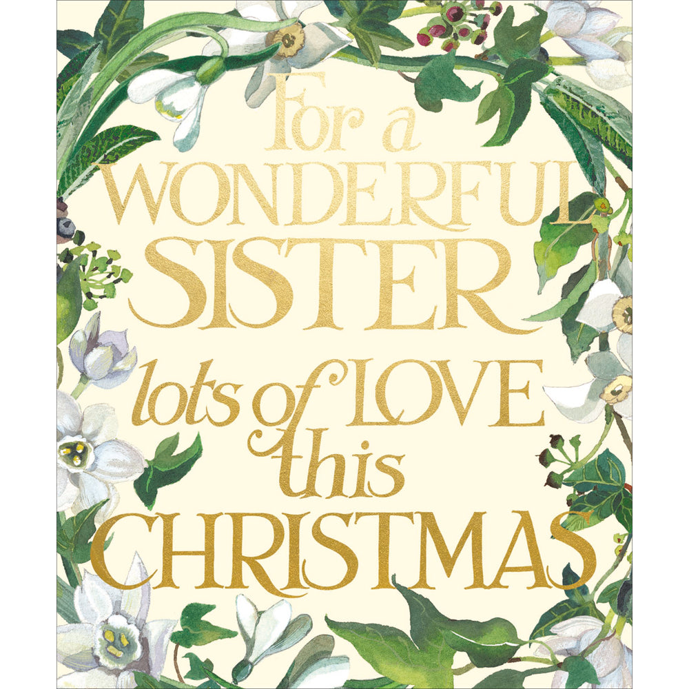 Sister White Flowers Emma Bridgewater Christmas Card by penny black