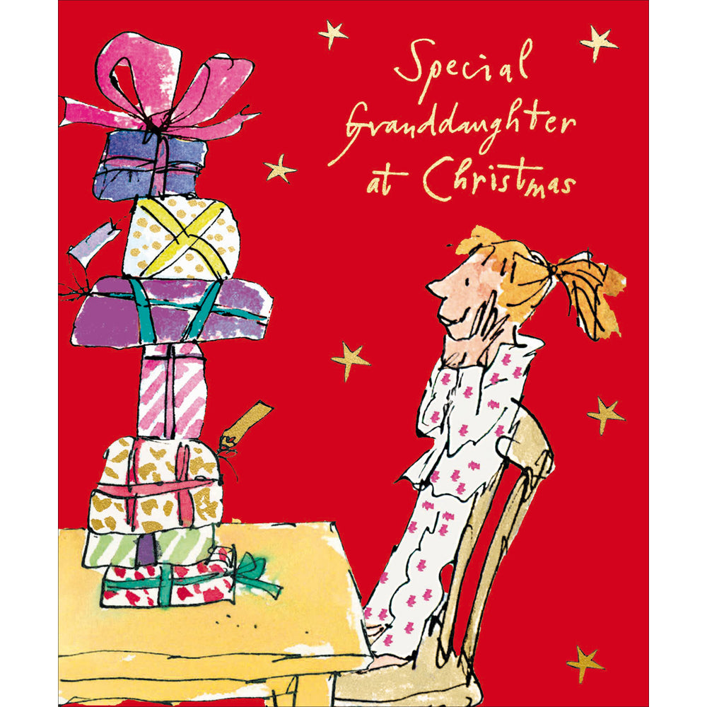 Granddaughter Gift Stack Quentin Blake Christmas Card by penny black