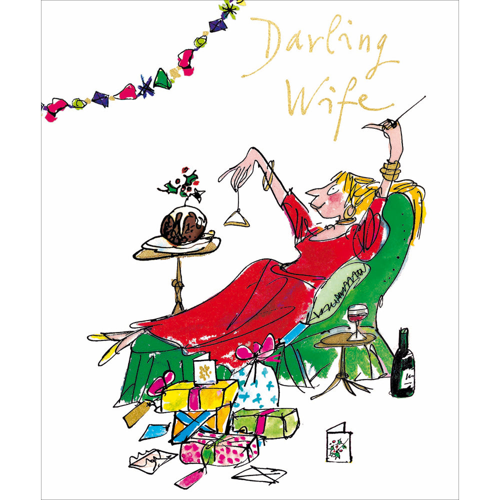 Darling Wife Chaise Service Quentin Blake Christmas Card by penny black