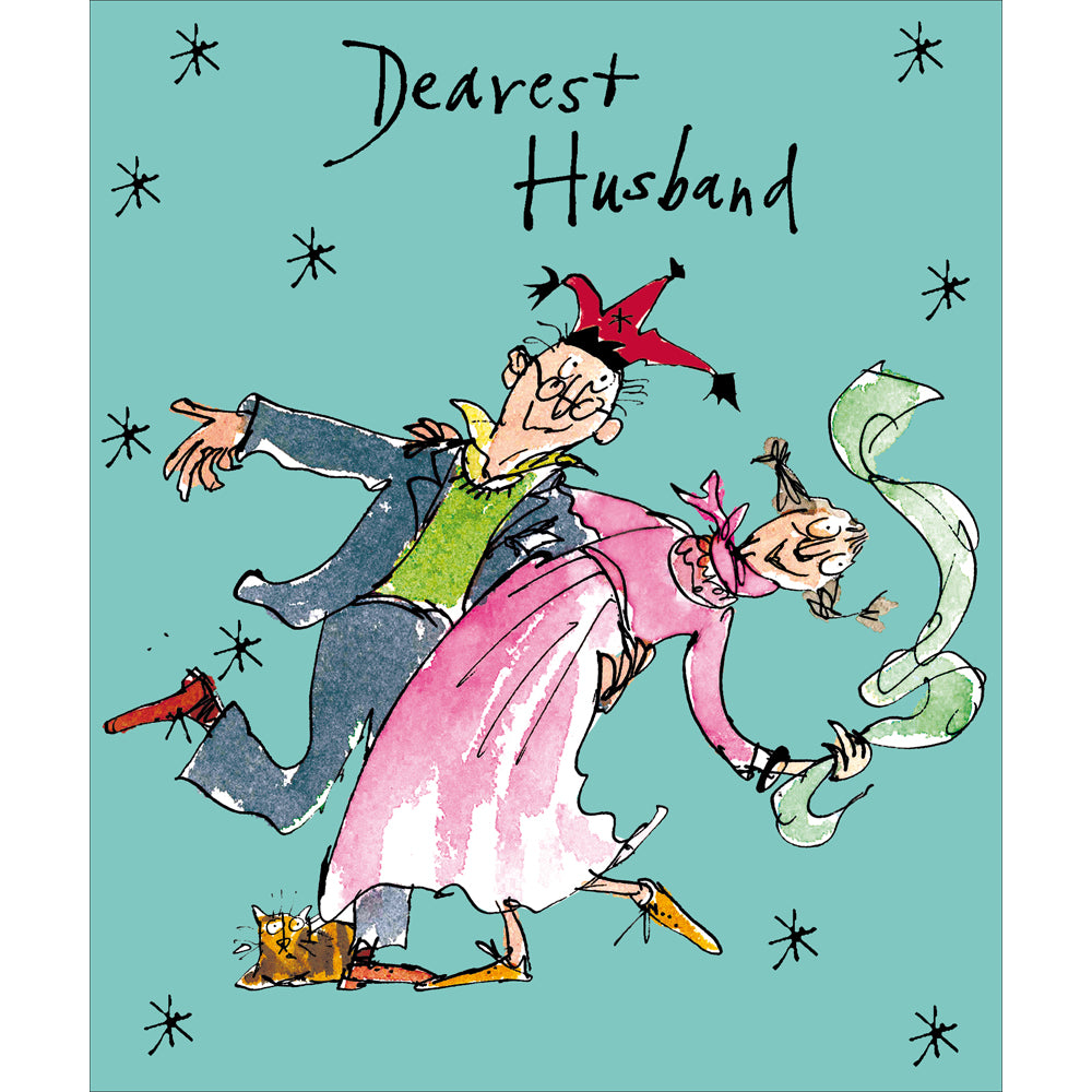 Dearest Husband Dancing Quentin Blake Christmas Card by penny black