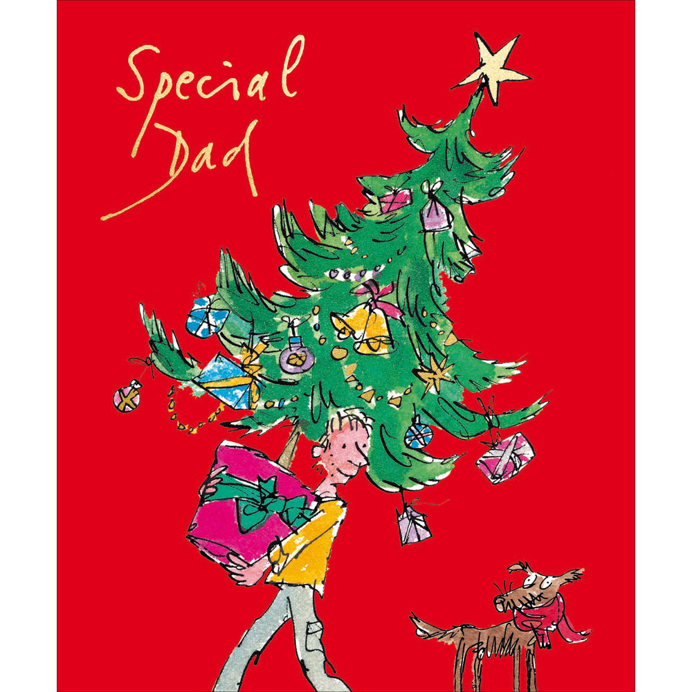 Special Dad Carrying Tree Quentin Blake Christmas Card by penny black