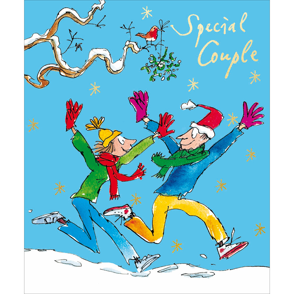 Special Couple Frolicking Quentin Blake Christmas Card by penny black