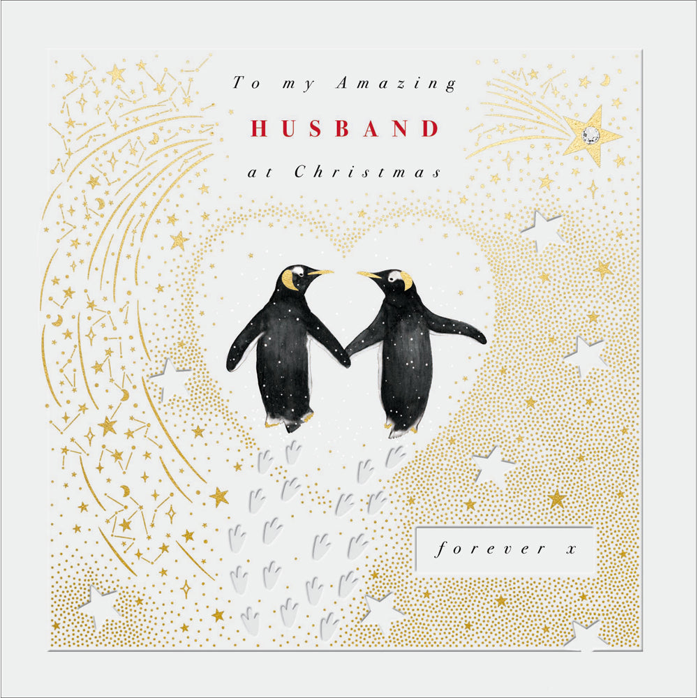 Husband Penguins By Heart Embellished Christmas Card by penny black