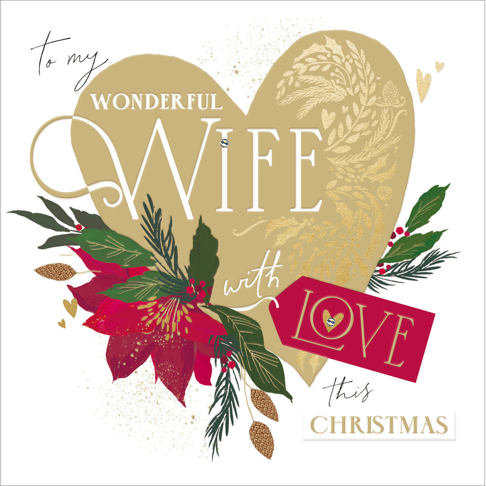 Wife Cherish Luxe Heart Christmas Card by penny black