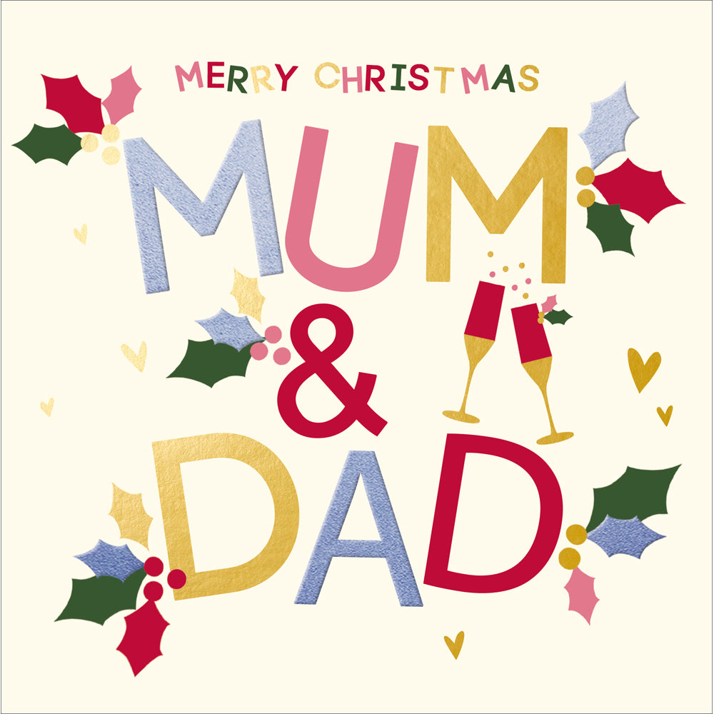 Mum &amp; Dad Holly Graphic Christmas Card by penny black