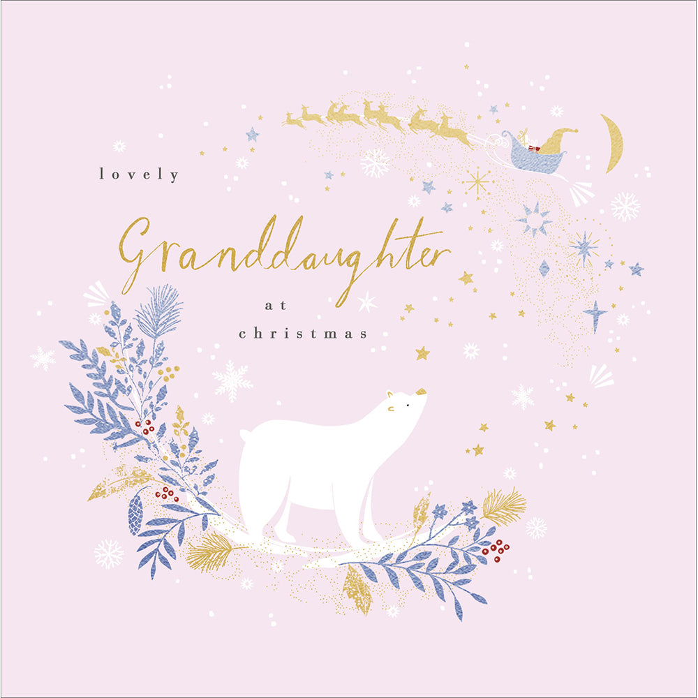 Granddaughter Polar Bear Branch Christmas Card by penny black