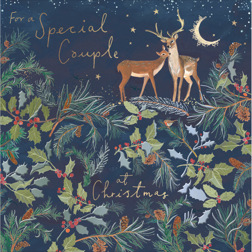 Special Couple Deer in the Fir Christmas Card by penny black