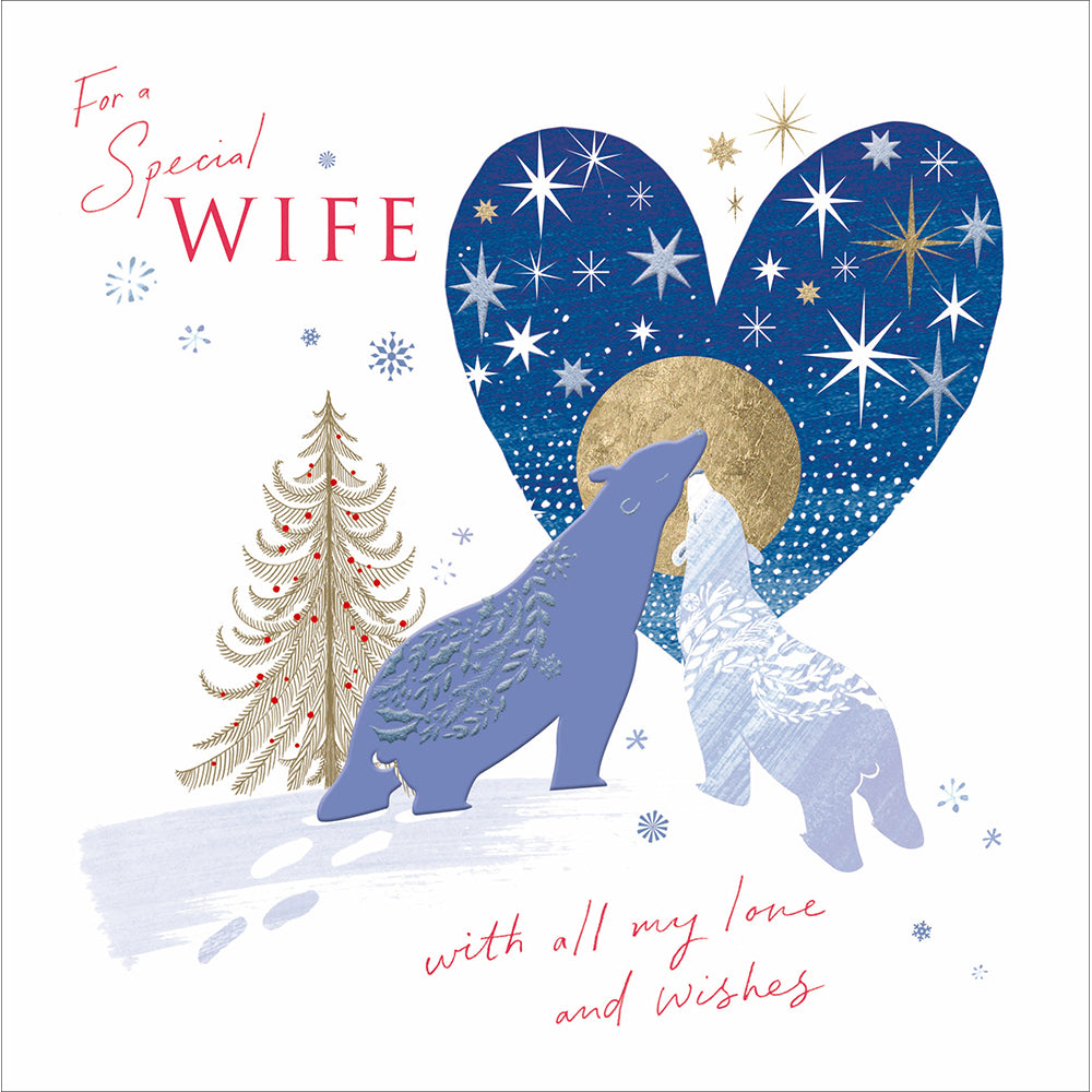 Wife Metallic Polar Bear Pair Christmas Card by penny black