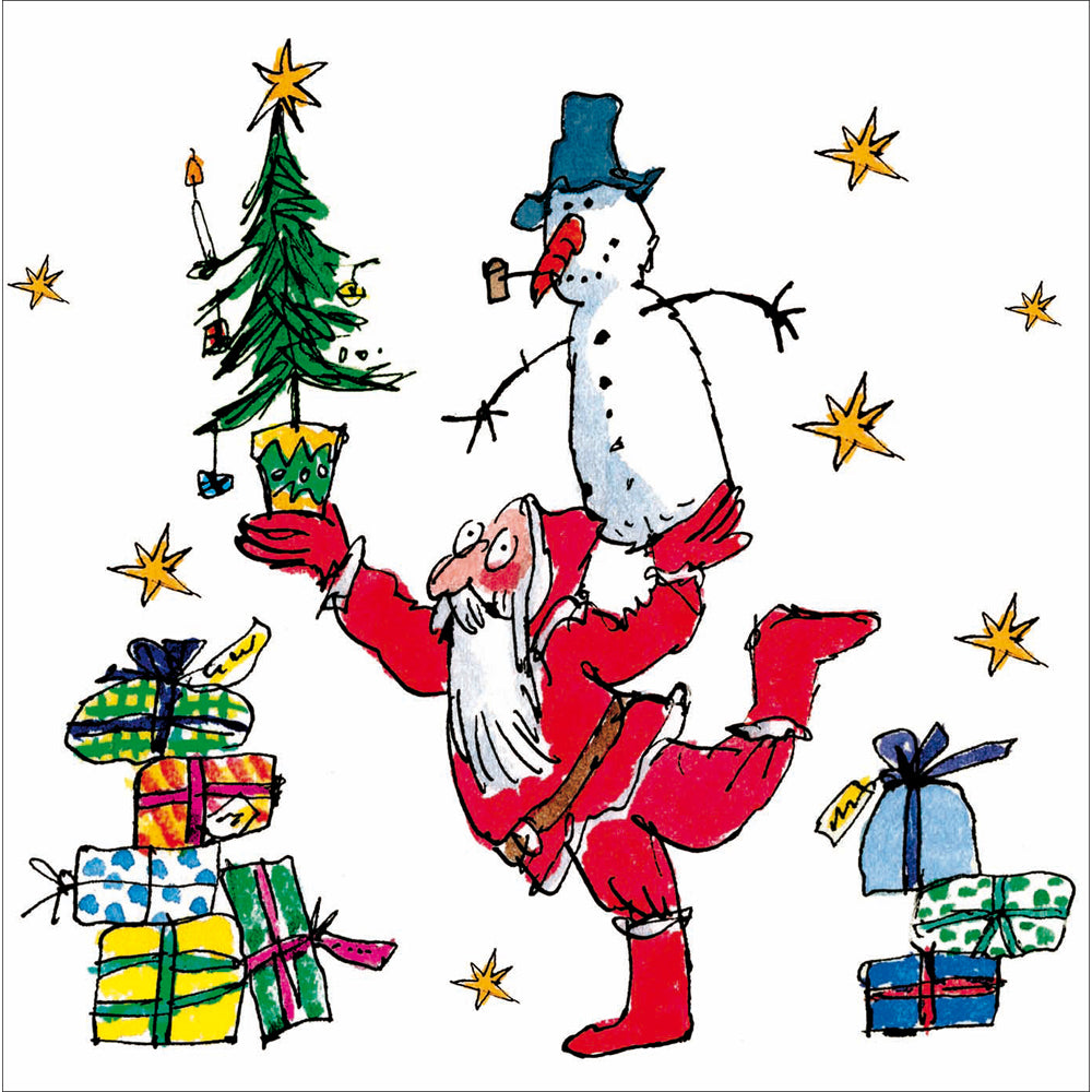 Quentin Blake Childline Charity Christmas Card 20 Pack santa balance design by penny black