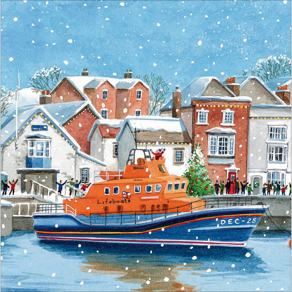 RNLI Christmas Charity Card Set 20 Pk lifeboat design by penny black