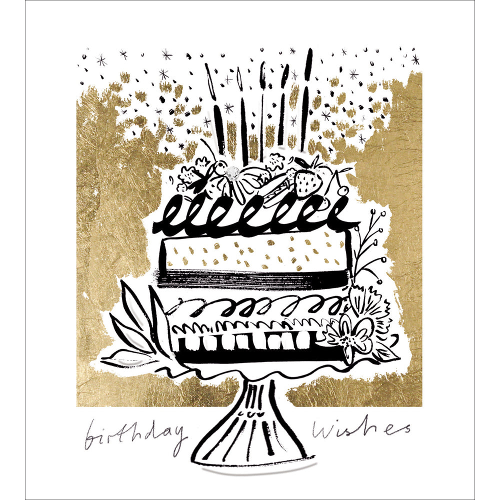 Gold Leaf Inky Fancy Cake Birthday Card from Penny Black