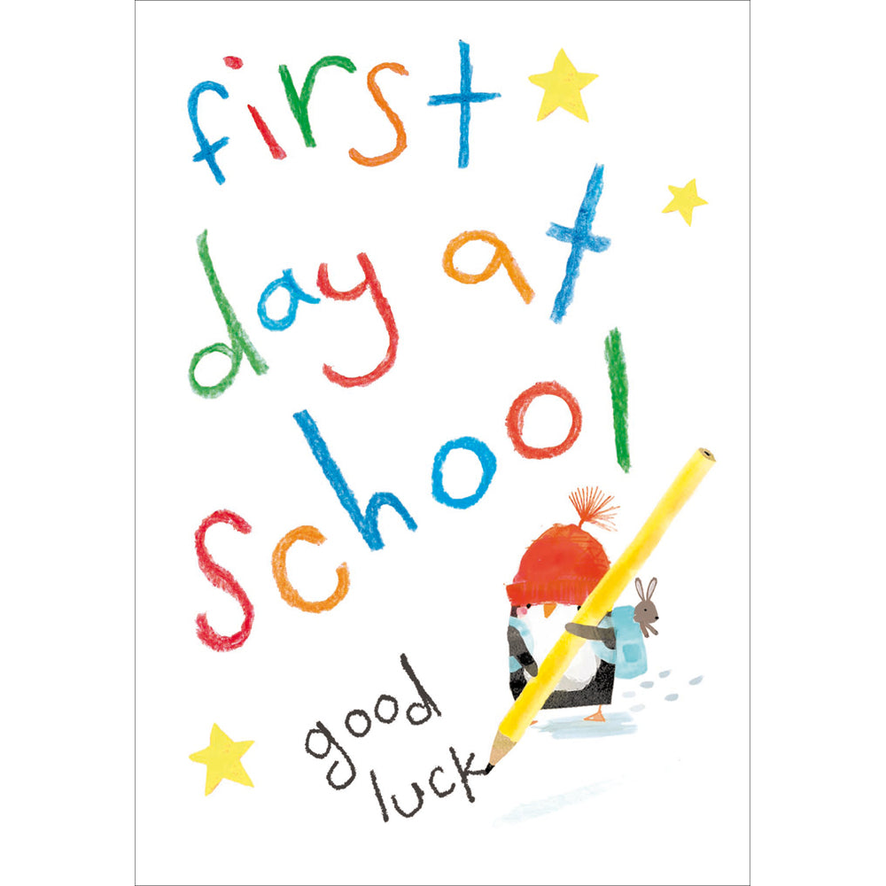 First Day at School Penguin Good Luck Card by penny black