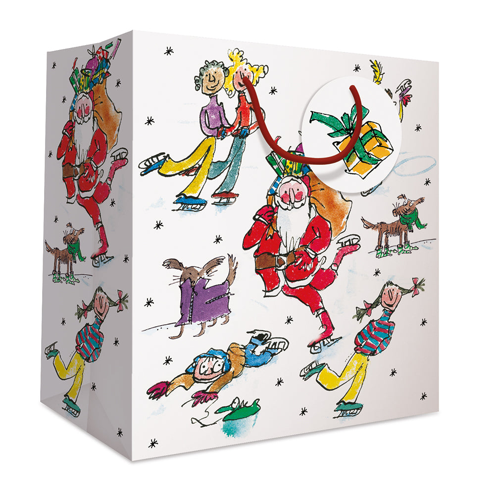 Skating Santa Quentin Blake Christmas Medium Gift Bag by penny black