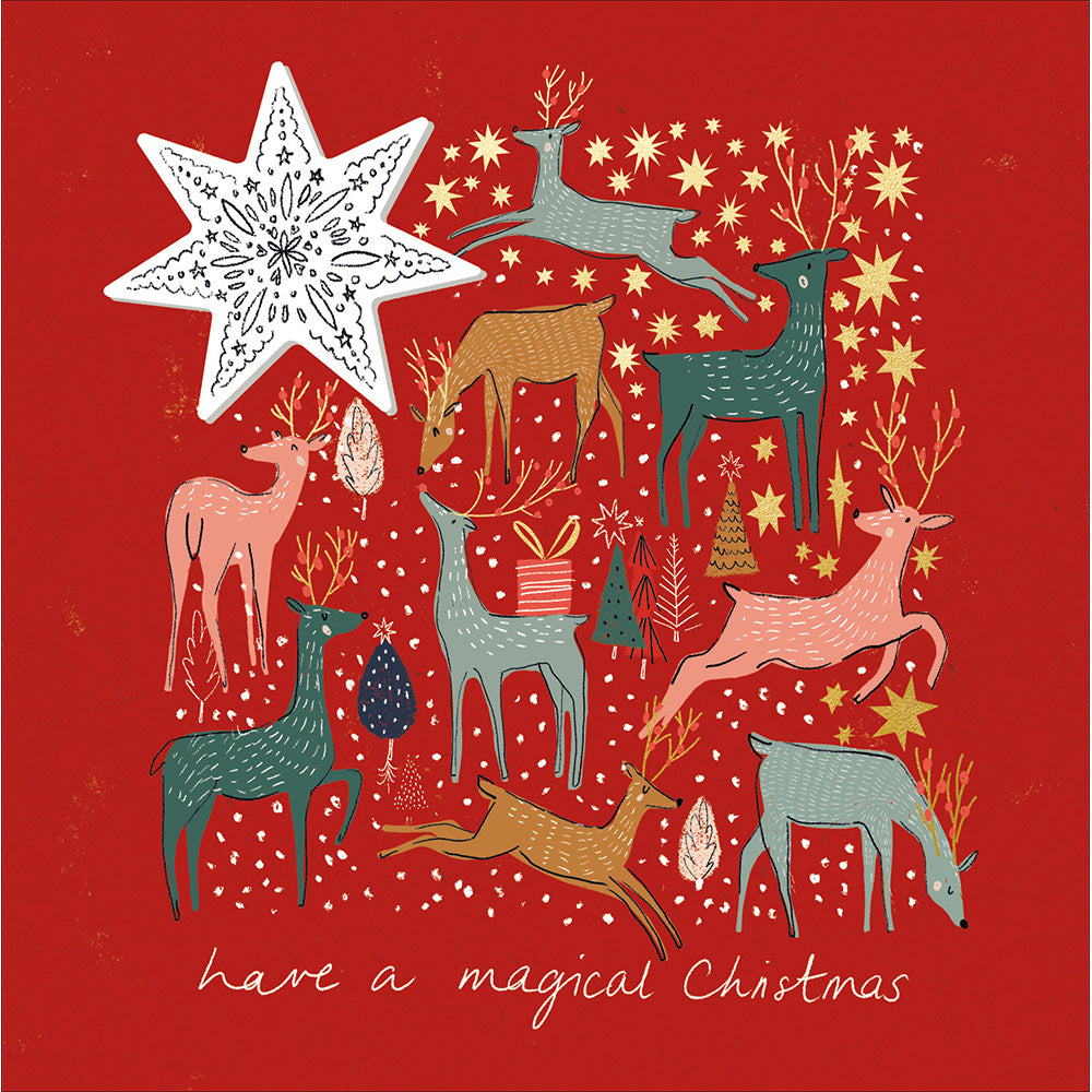 Reindeer Herd Embellished Christmas Card by penny black