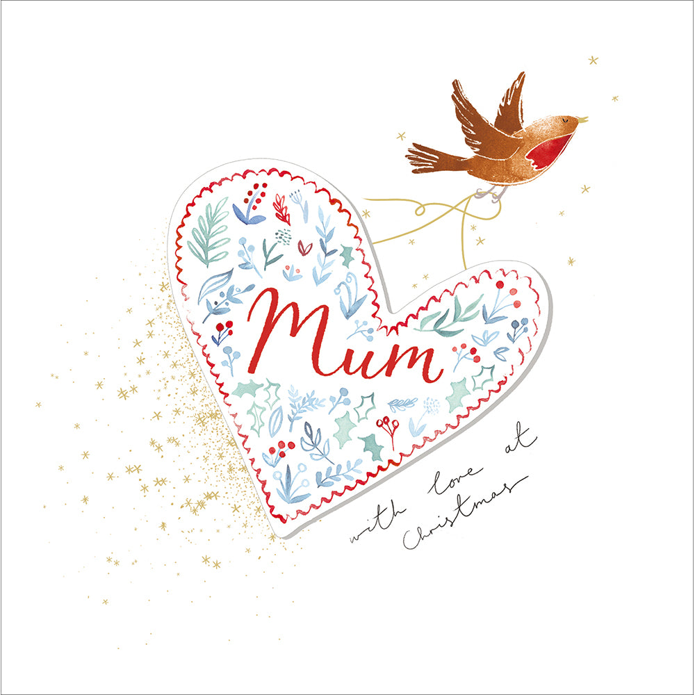 Mum Heart Folk Embellished Christmas Card by penny black