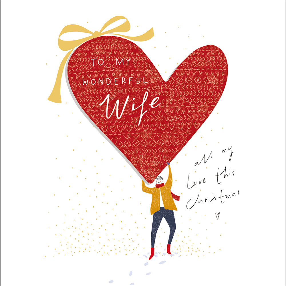 Wife Wrapped Heart Embellished Christmas Card by penny black