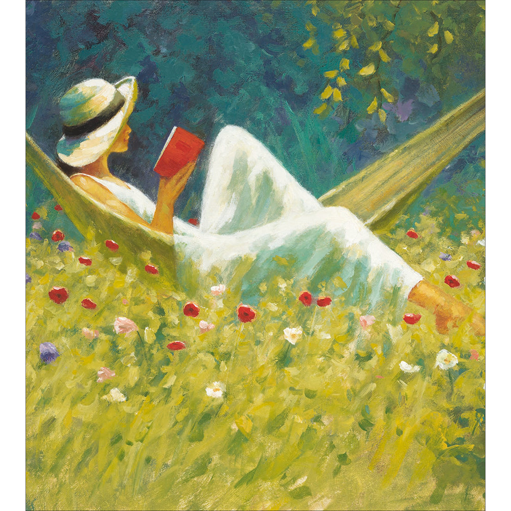 Lady Reading in the Garden Art Card by penny black