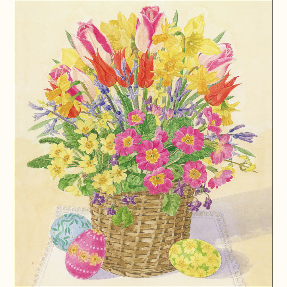 Pack Of 5 Spring Floral Basket Easter Cards By Penny Black