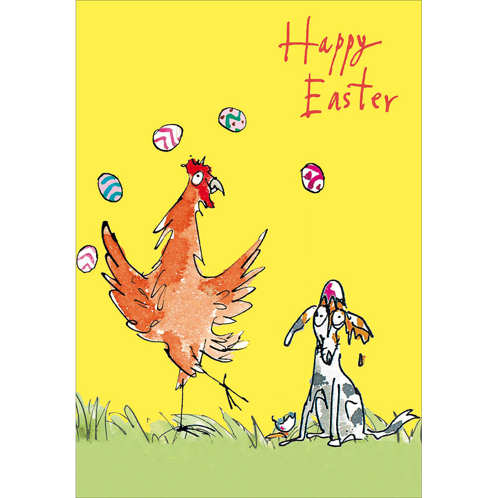 Juggling Chicken Quentin Blake Happy Easter Card by penny black