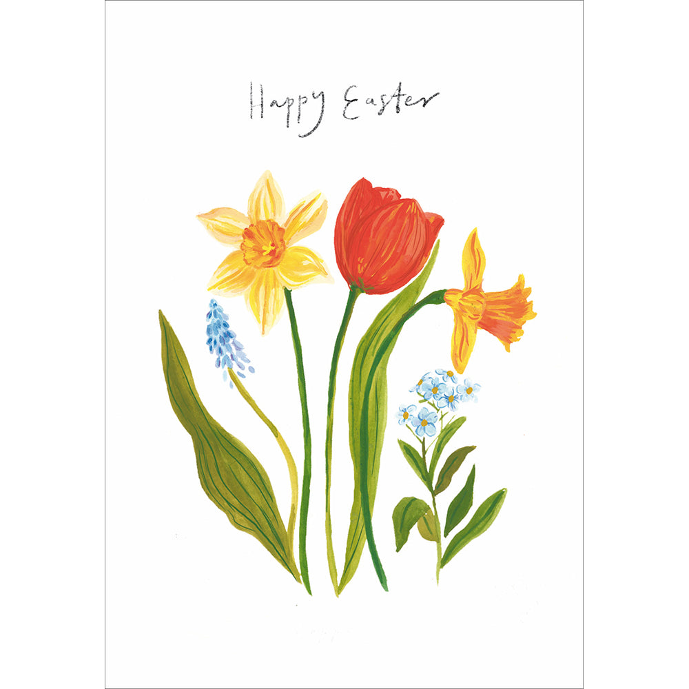 Painted Tulips And Daffodils Easter Card By Penny Black