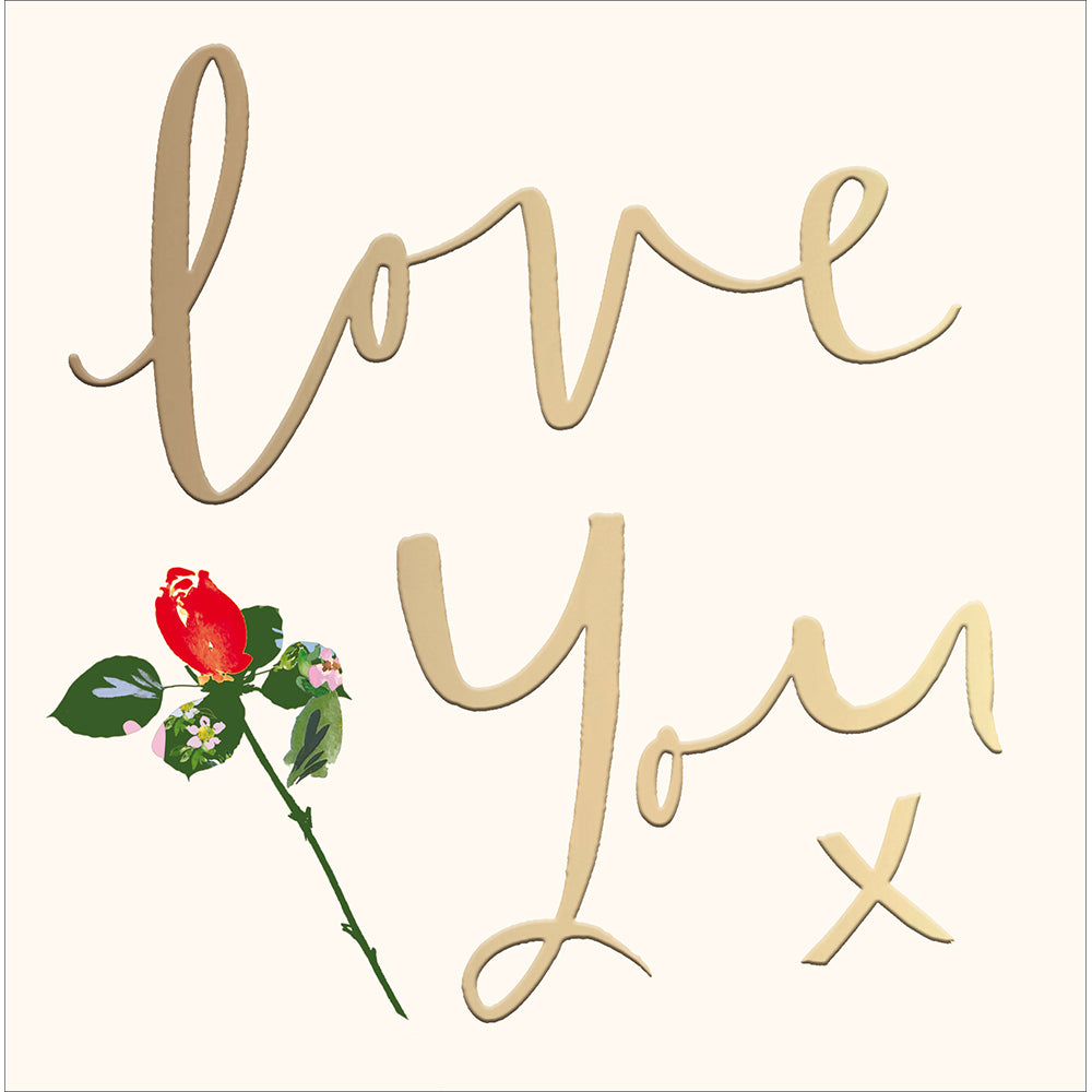 Love You Single Red Rose Stem Valentine&#39;s Day Card by penny black