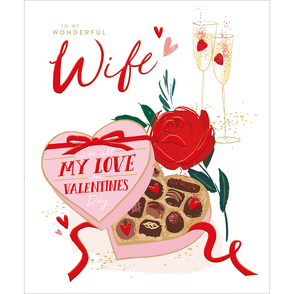 Wife Chocolates Rose Fizz Valentine&#39;s Day Card by penny black