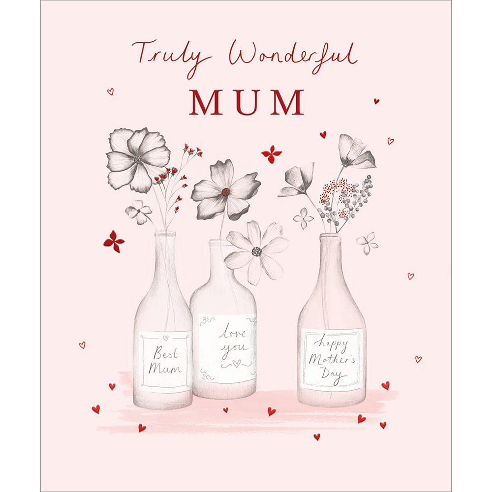 Truly Wonderful Mum Bottle Vases Mother&#39;s Day Card by Penny Black