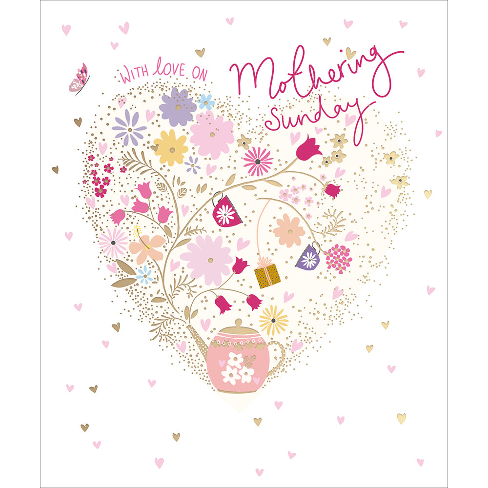 Floral Teapot Heart Mothering Sunday Card by Penny Black