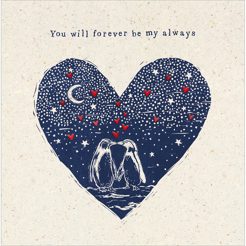 Forever Be My Always Penguins Valentine&#39;s Day Card by penny black