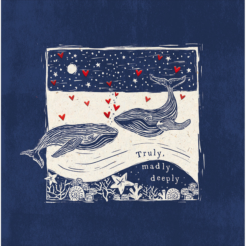 Truly Madly Deeply Whales Valentine&#39;s Day Card by penny black