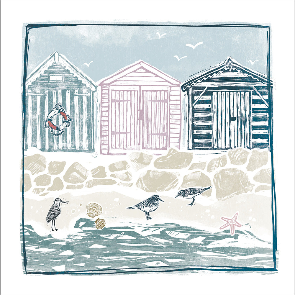 Shoreside Beach Huts Art Card by penny black