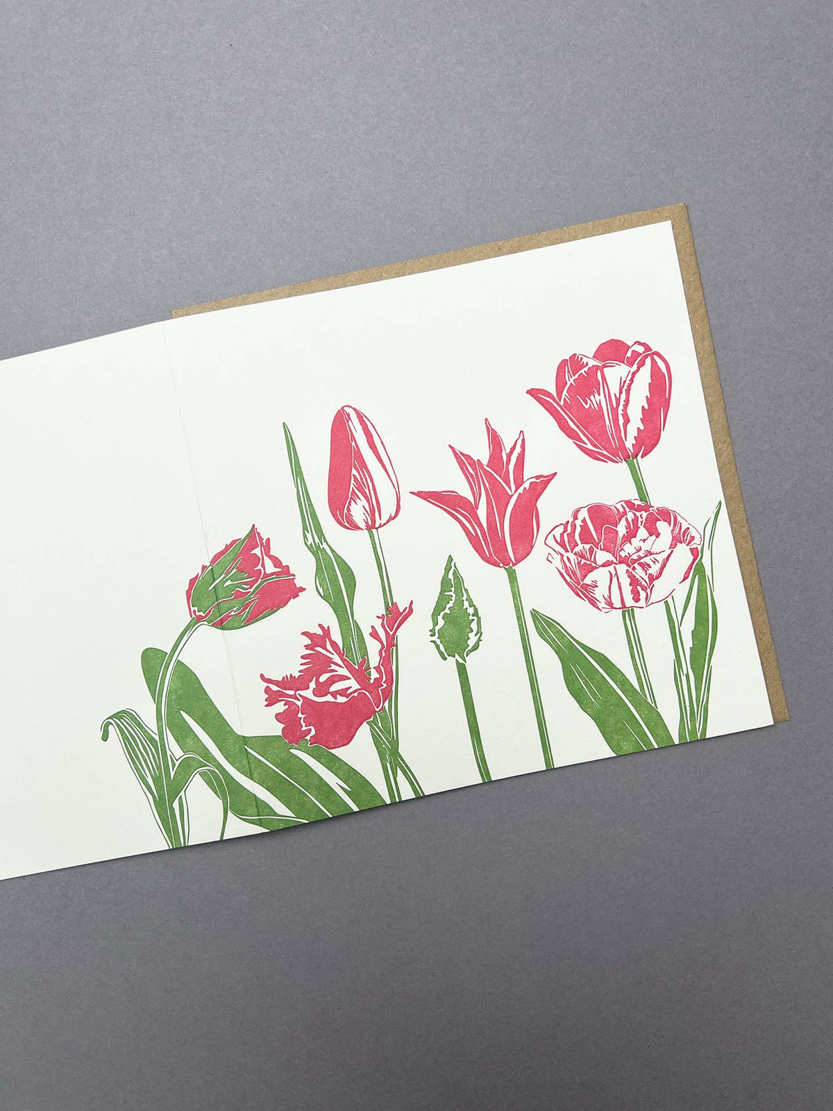 Pink Tulips Letterpress Card by penguin ink at penny black