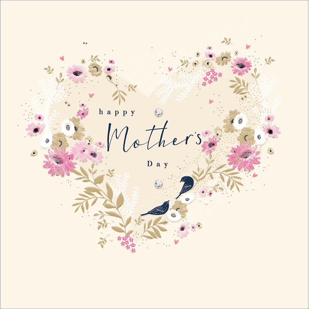 Foliage Heart And Flowers Embellished Mother's Day Card by Penny Black