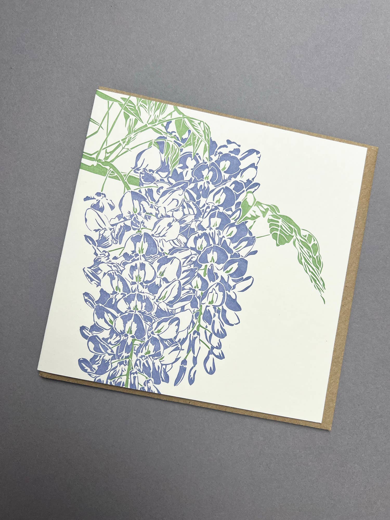 Blue Wisteria Letterpress Card by penguin ink at penny black