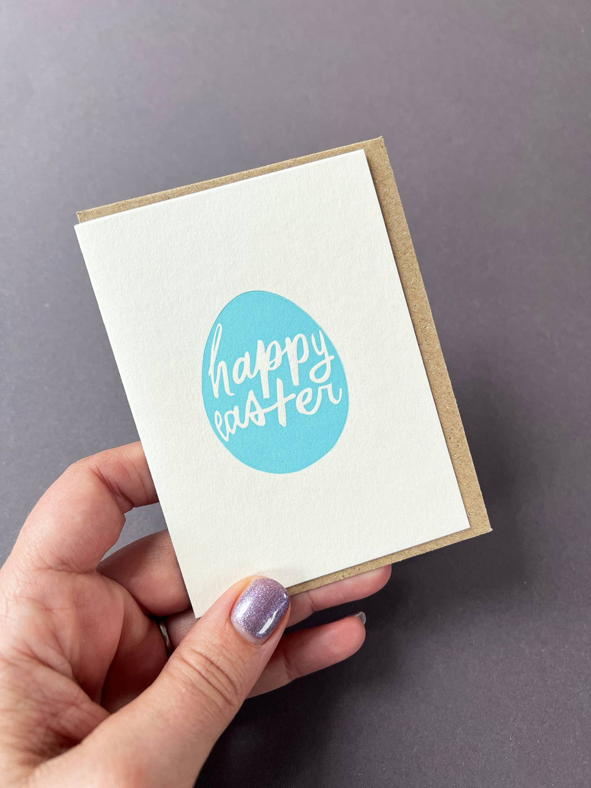 Happy Easter Egg Blue Little Letterpress Notecard by penny black