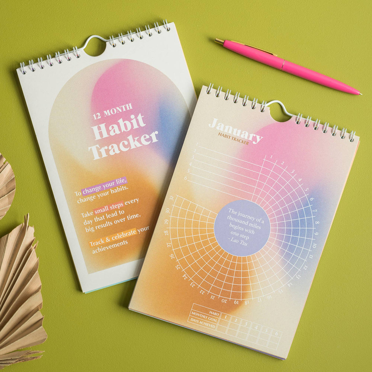 Gradients Daily Habit Tracker 12 Month Goal Planner by penny black