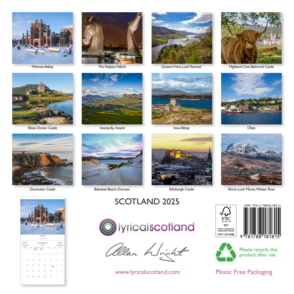 Allan Wright Scotland 2025 Calendar  inside view by penny black