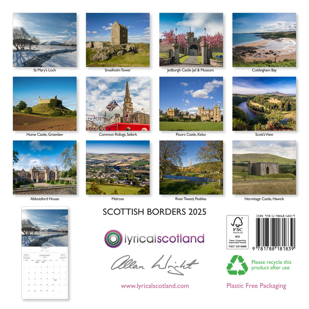 Allan Wright Scottish Borders 2025 Calendar inside view by penny black