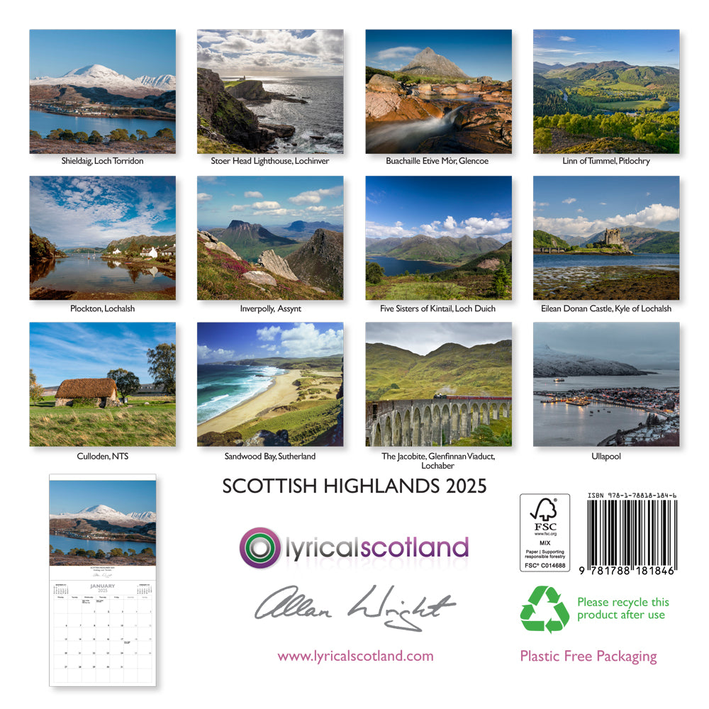 Allan Wright Scottish Highlands 2025 Calendar inside view by penny black