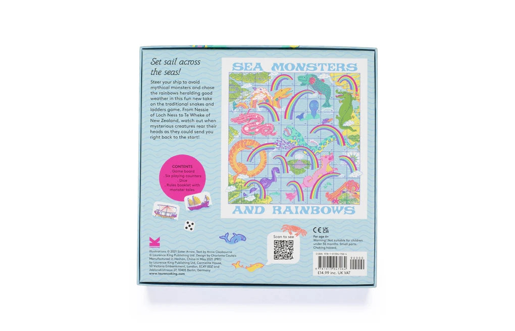 Sea Monsters &amp; Rainbows - A Snakes &amp; Ladders Game back of box by penny black