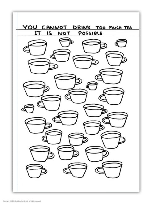 You Cannot Drink Too Much Tea David Shrigley A6 Notebook by penny black