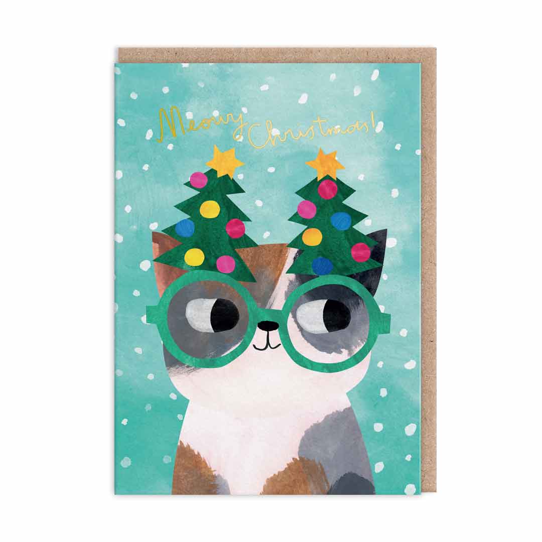 Cute Cats Christmas Card Set 9 Pack by penny black - tree glasses design