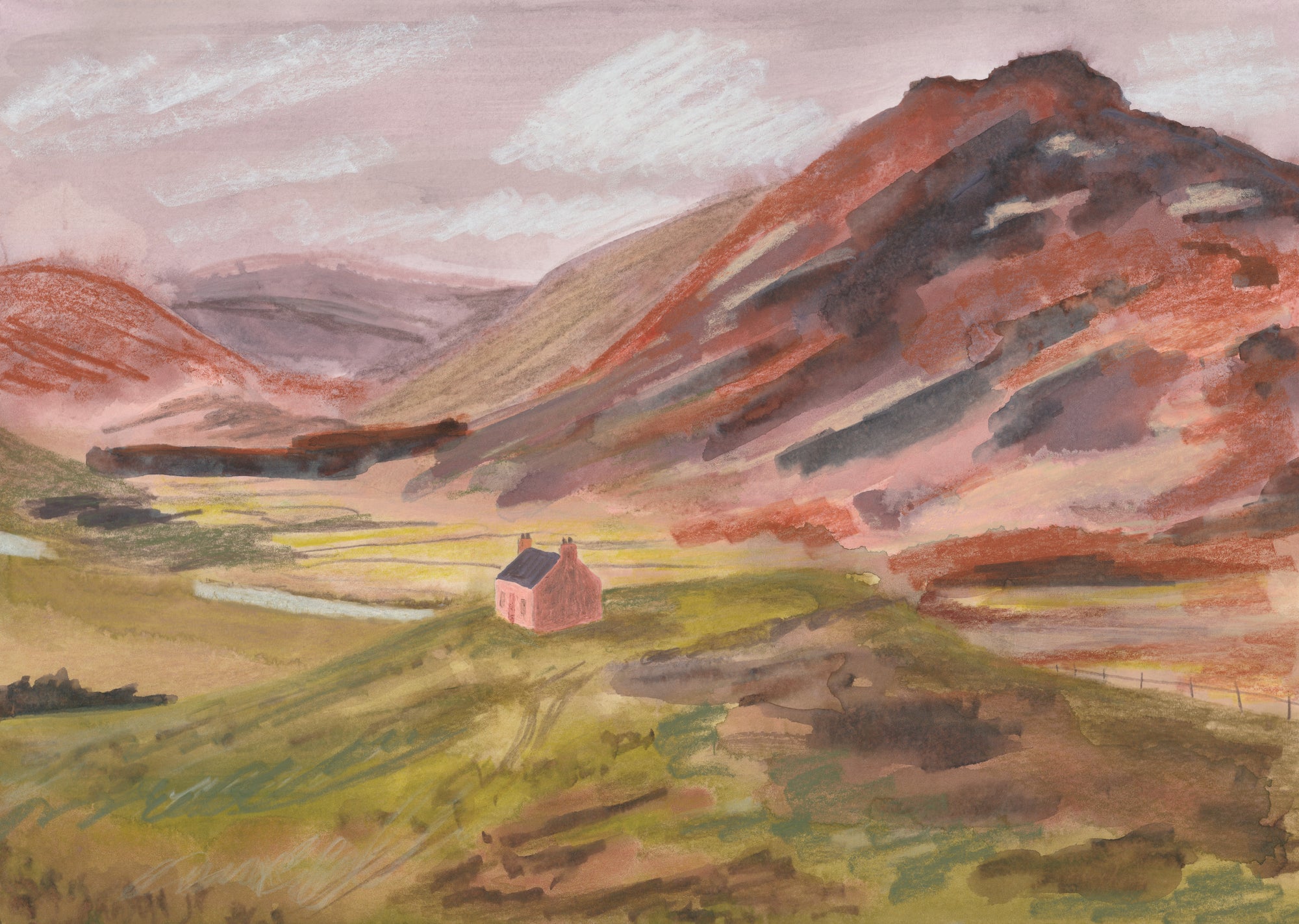 Braemar Glen Scottish Landscape Art Card by penny black