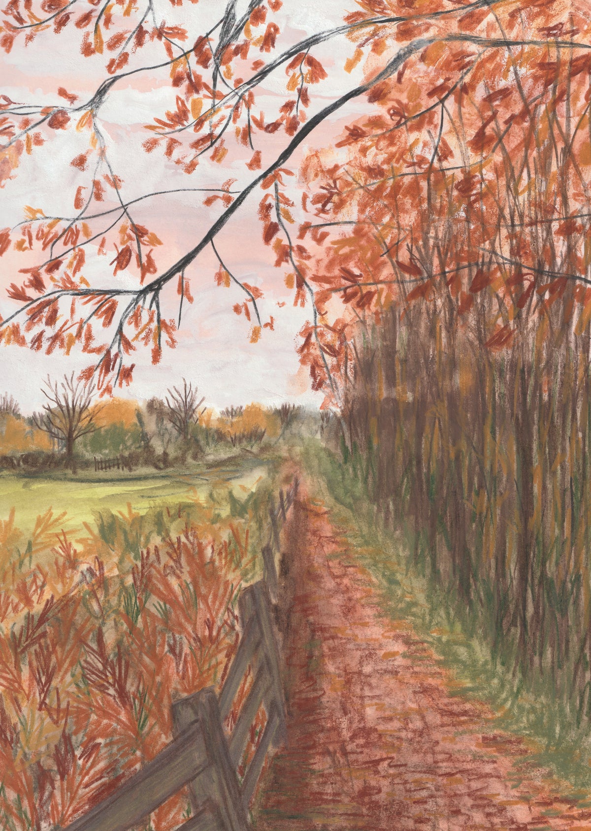 British Autumn Walk Art Card by penny black