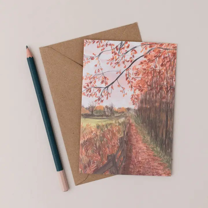 British Autumn Walk Art Card with envelope by penny black