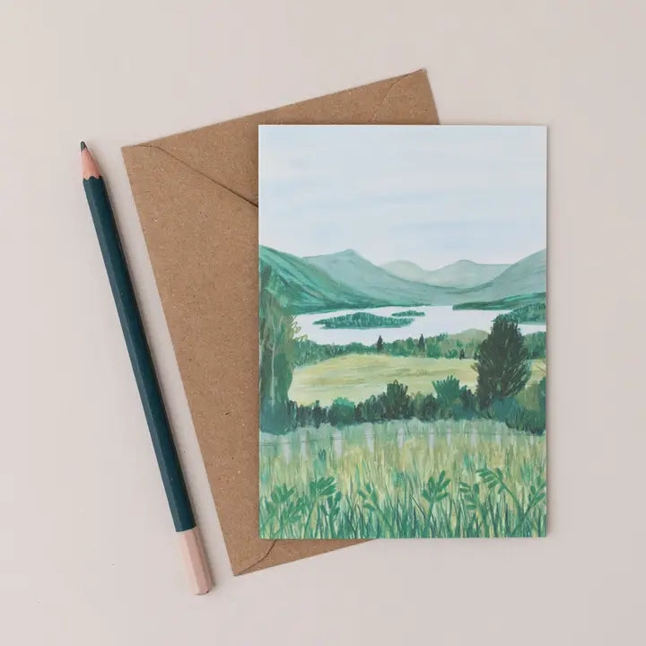 Loch Awe Green Scottish Landscape Art Card with envelope by penny black